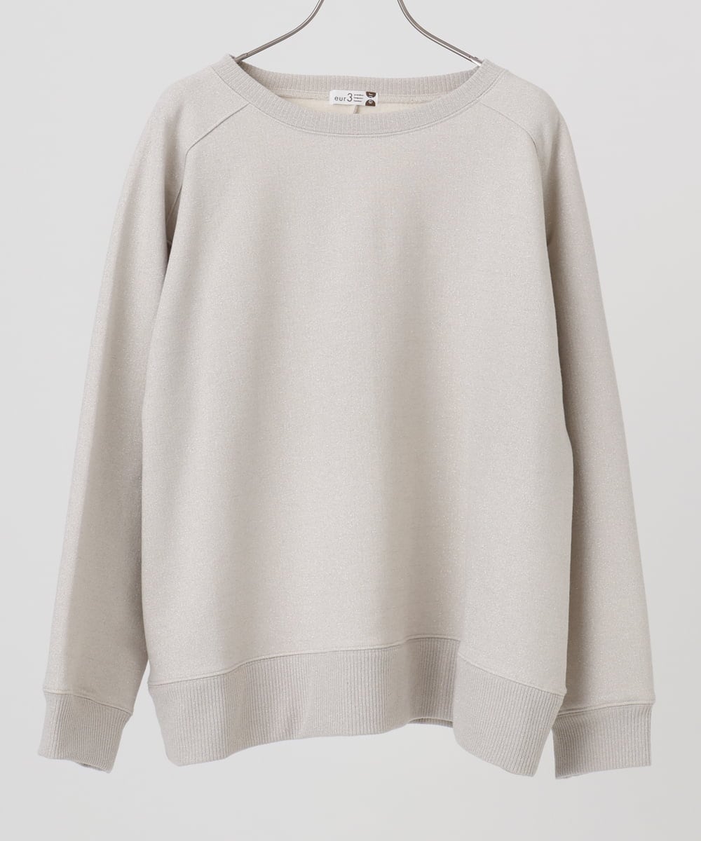 OLKBD32069 eur3(エウルキューブ) 【WEB先行販売】【大きいサイズ/a.v.v×eur3】ラメ裏毛スウェットプルオーバー グレージュ(89)