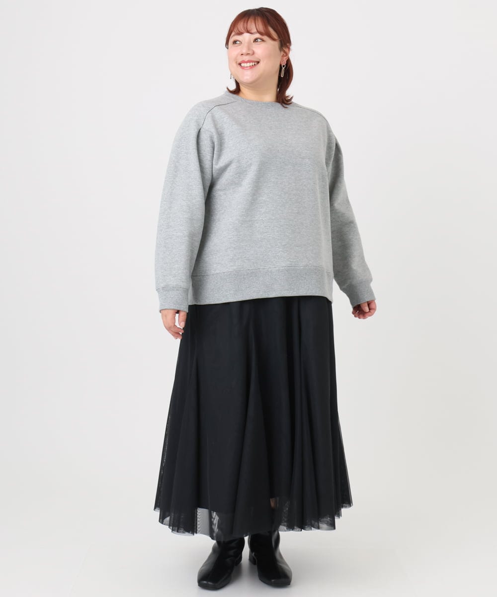 OLKBD32069 eur3(エウルキューブ) 【WEB先行販売】【大きいサイズ/a.v.v×eur3】ラメ裏毛スウェットプルオーバー グレー(92)