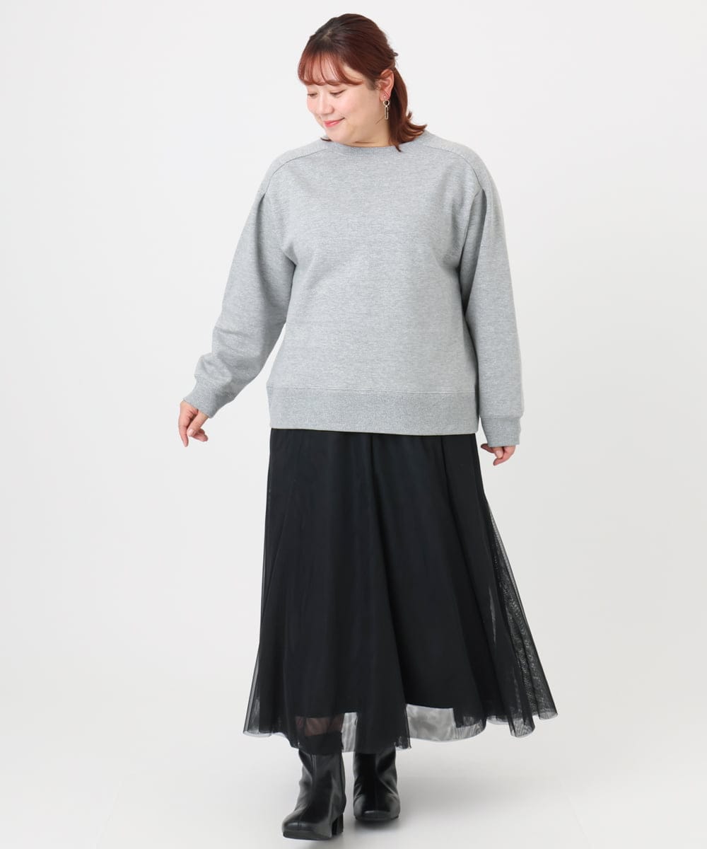 OLKBD32069 eur3(エウルキューブ) 【WEB先行販売】【大きいサイズ/a.v.v×eur3】ラメ裏毛スウェットプルオーバー グレー(92)