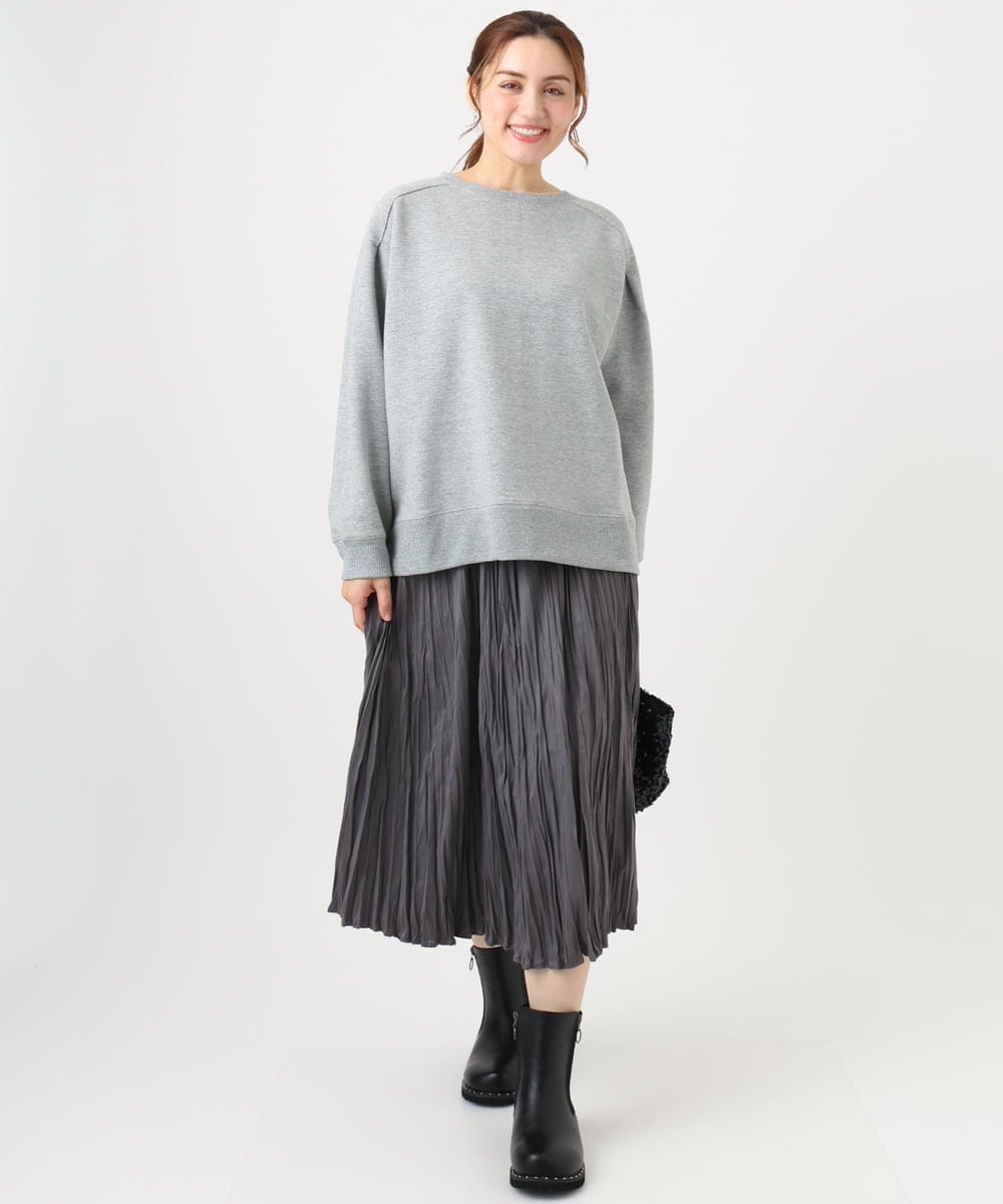 OLKBD32069 eur3(エウルキューブ) 【WEB先行販売】【大きいサイズ/a.v.v×eur3】ラメ裏毛スウェットプルオーバー グレー(92)