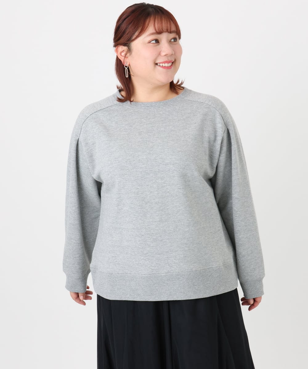 OLKBD32069 eur3(エウルキューブ) 【WEB先行販売】【大きいサイズ/a.v.v×eur3】ラメ裏毛スウェットプルオーバー グレー(92)