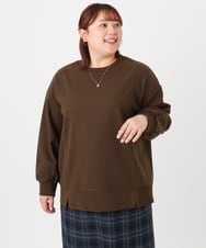 OLKBD34099 eur3(エウルキューブ) 【WEB先行販売】【大きいサイズ】起毛スウェットライクトップス ダークブラウン(87)