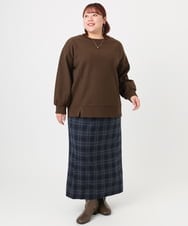 OLKBD34099 eur3(エウルキューブ) 【WEB先行販売】【大きいサイズ】起毛スウェットライクトップス ダークブラウン(87)