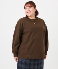 OLKBD34099 eur3(エウルキューブ) 【WEB先行販売】【大きいサイズ】起毛スウェットライクトップス ダークブラウン(87)