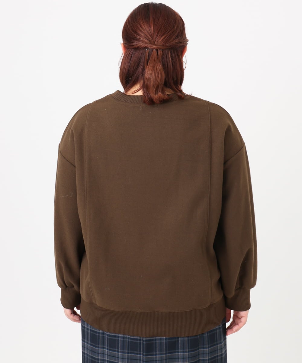 OLKBD34099 eur3(エウルキューブ) 【WEB先行販売】【大きいサイズ】起毛スウェットライクトップス ダークブラウン(87)