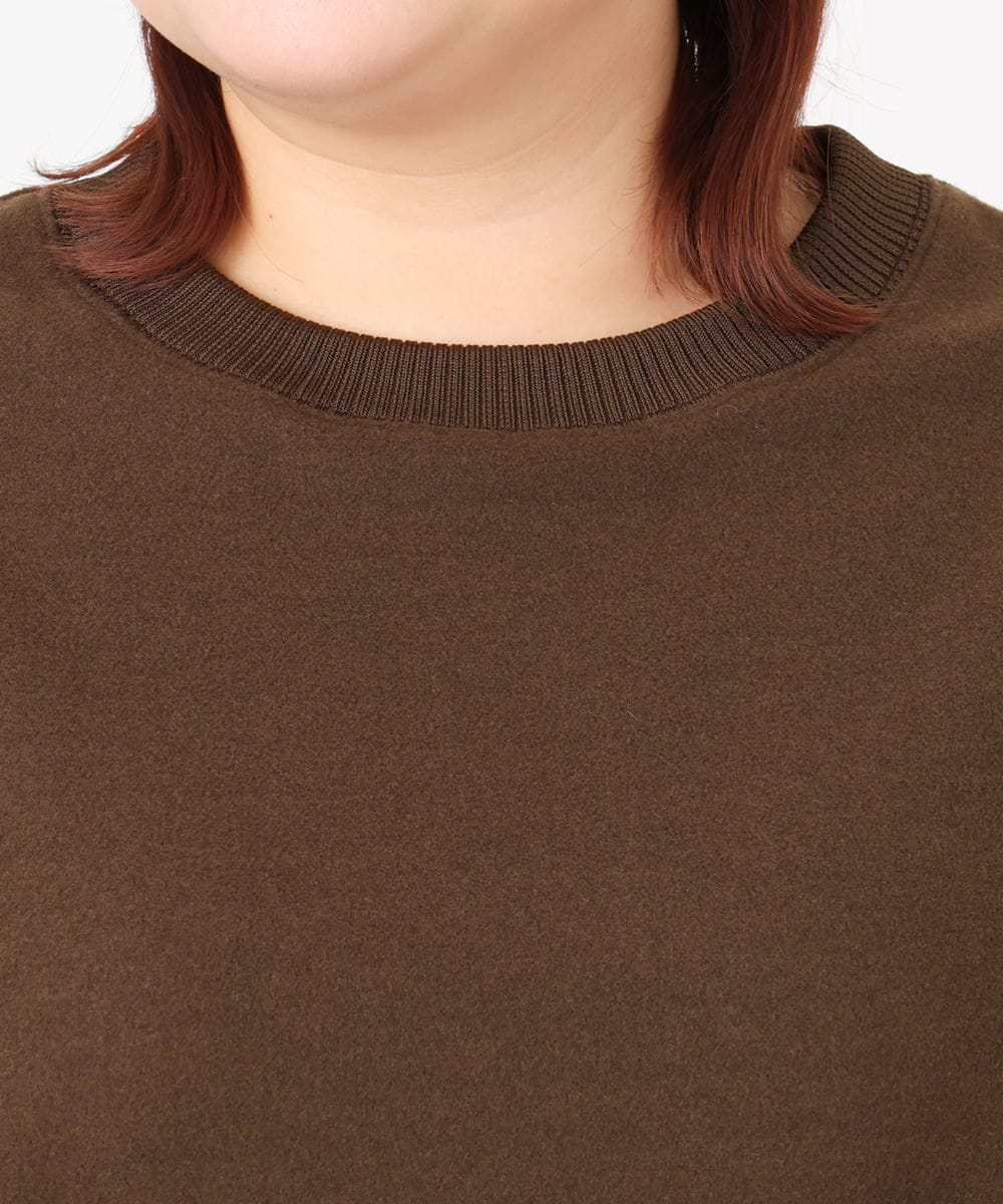 OLKBD34099 eur3(エウルキューブ) 【WEB先行販売】【大きいサイズ】起毛スウェットライクトップス ダークブラウン(87)
