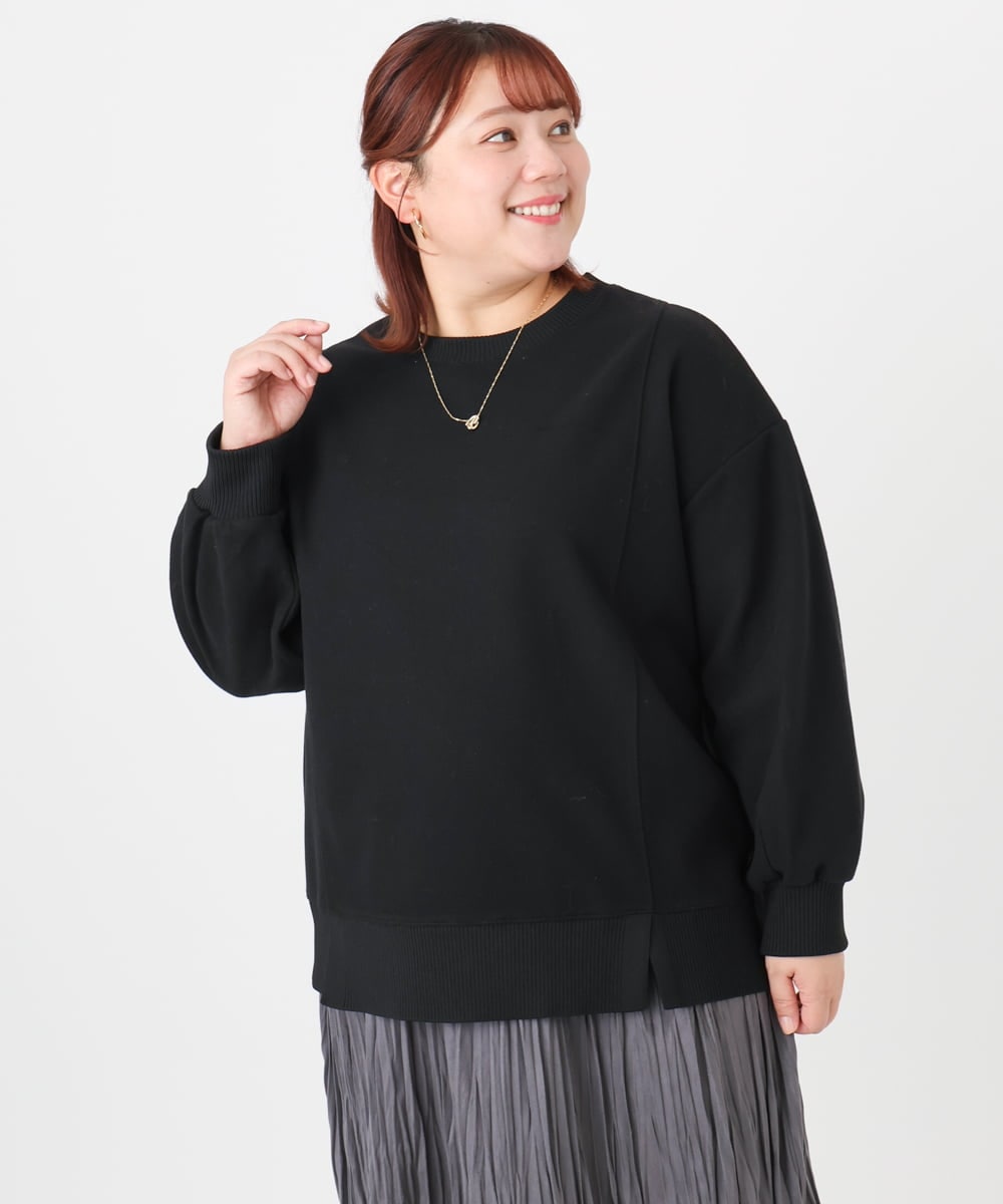 OLKBD34099 eur3(エウルキューブ) 【WEB先行販売】【大きいサイズ】起毛スウェットライクトップス ブラック(94)