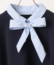 OLKBD37099 eur3(エウルキューブ) 【WEB先行販売】【大きいサイズ】レイヤード風ボウタイトップス ネイビー(57)