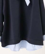 OLKBD37099 eur3(エウルキューブ) 【WEB先行販売】【大きいサイズ】レイヤード風ボウタイトップス ネイビー(57)