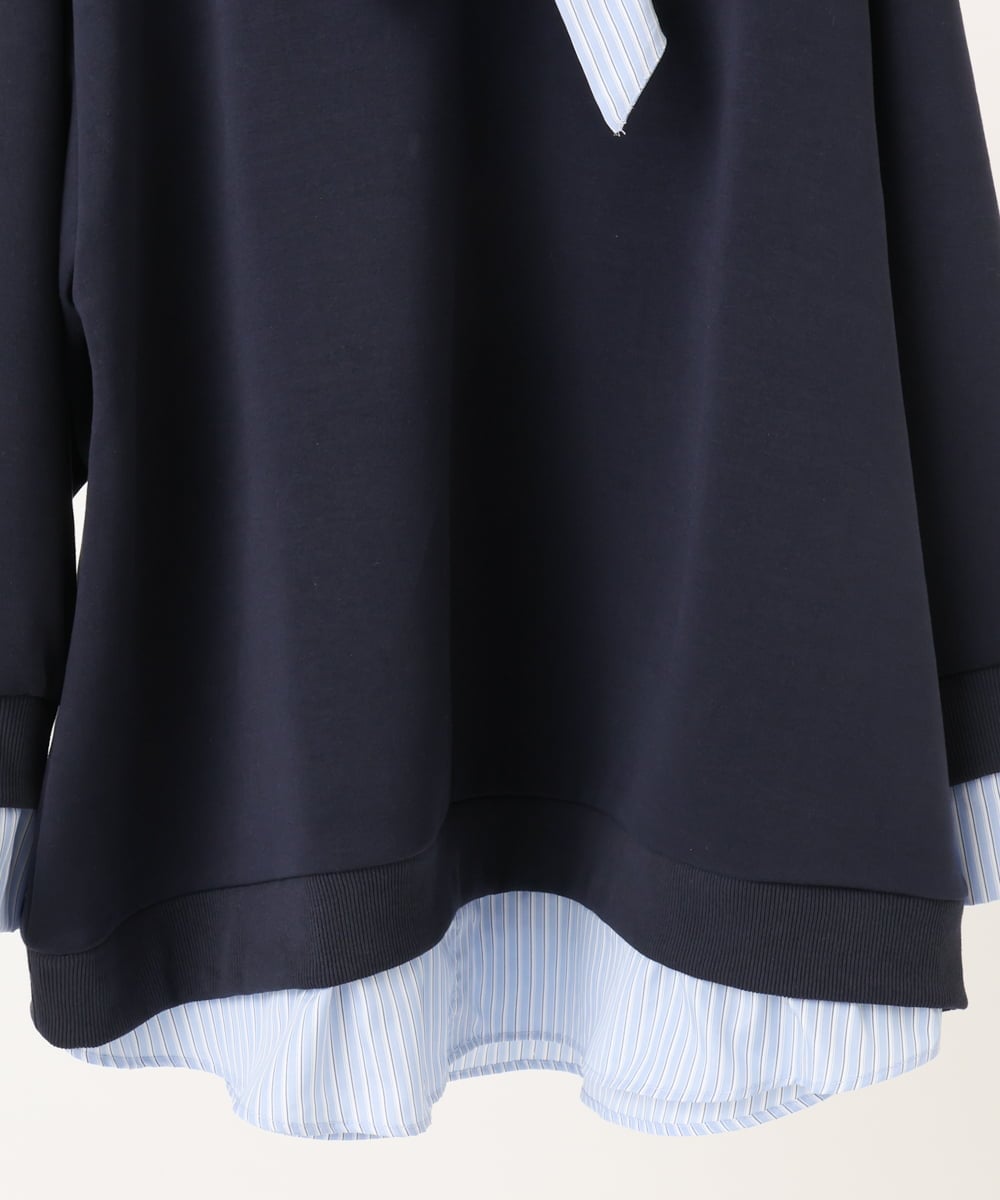 OLKBD37099 eur3(エウルキューブ) 【WEB先行販売】【大きいサイズ】レイヤード風ボウタイトップス ネイビー(57)