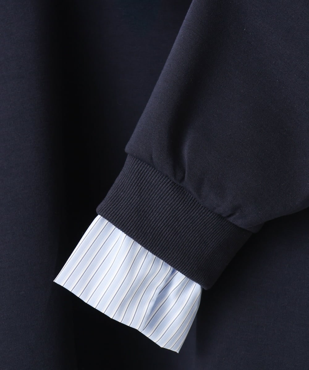 OLKBD37099 eur3(エウルキューブ) 【WEB先行販売】【大きいサイズ】レイヤード風ボウタイトップス ネイビー(57)