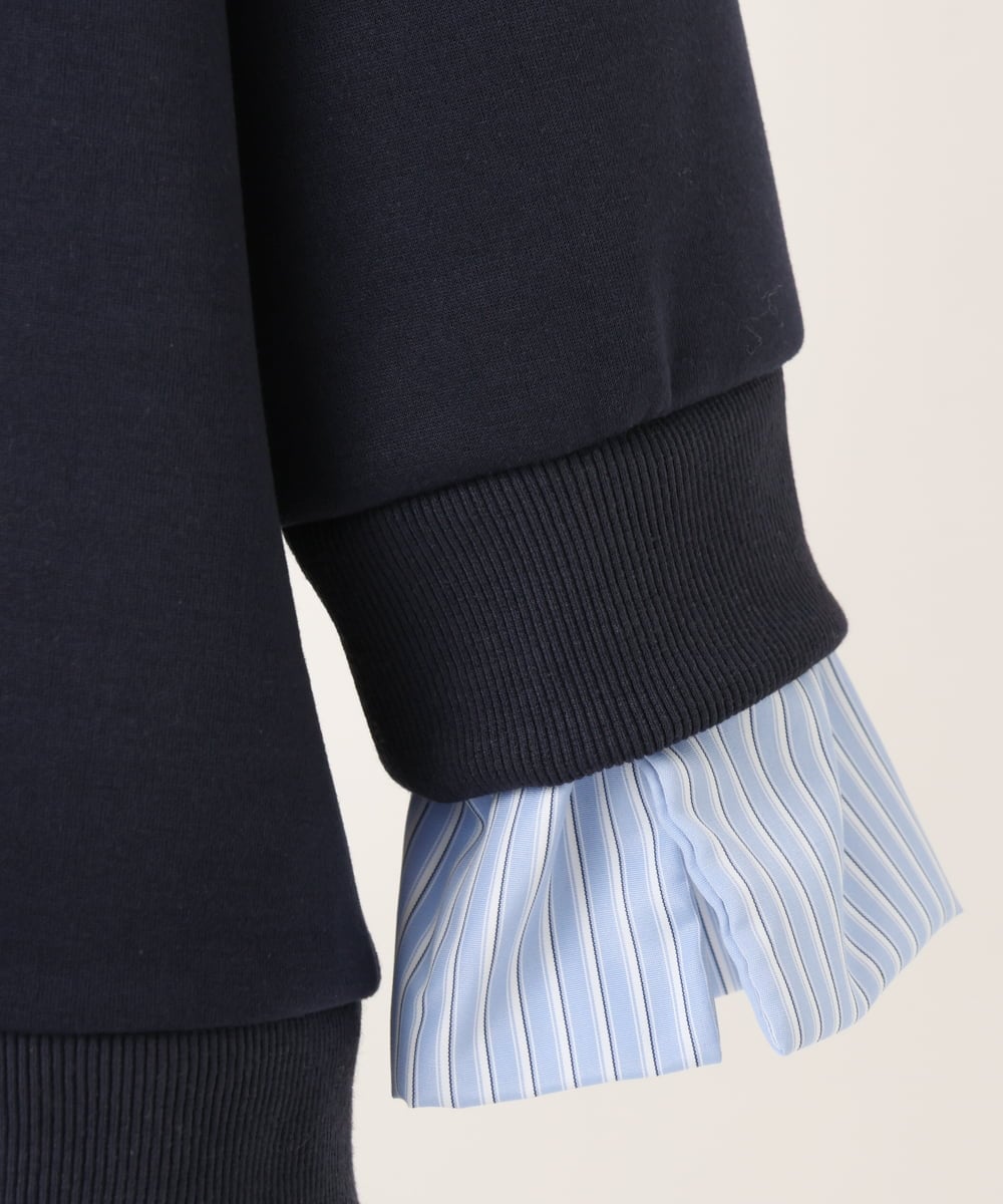 OLKBD37099 eur3(エウルキューブ) 【WEB先行販売】【大きいサイズ】レイヤード風ボウタイトップス ネイビー(57)