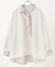 OLKBD37099 eur3(エウルキューブ) 【WEB先行販売】【大きいサイズ】レイヤード風ボウタイトップス ホワイト(90)