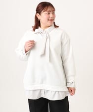 OLKBD37099 eur3(エウルキューブ) 【大きいサイズ】レイヤード風ボウタイトップス ホワイト(90)