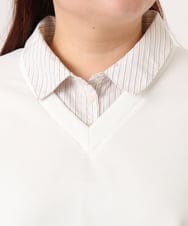 OLKBD37099 eur3(エウルキューブ) 【大きいサイズ】レイヤード風ボウタイトップス ホワイト(90)