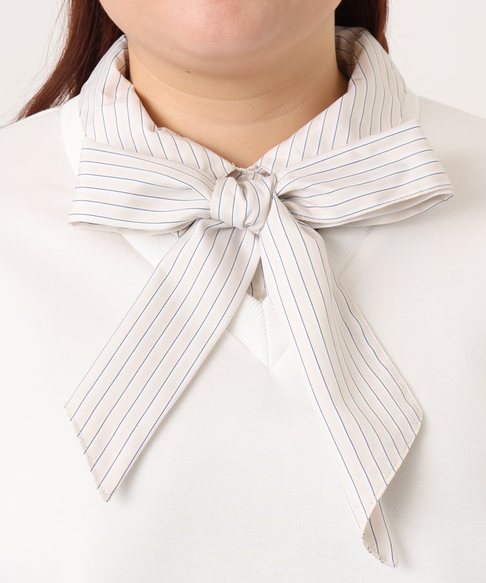 OLKBD37099 eur3(エウルキューブ) 【大きいサイズ】レイヤード風ボウタイトップス ホワイト(90)