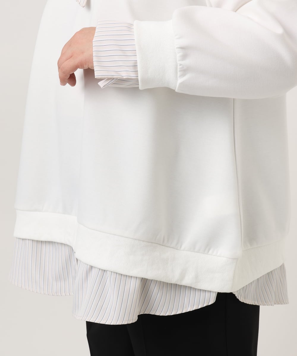 OLKBD37099 eur3(エウルキューブ) 【大きいサイズ】レイヤード風ボウタイトップス ホワイト(90)