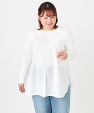 OLKBD90079 eur3(エウルキューブ) 【大きいサイズ】シャツヘムドッキングプルオーバー アイボリー(80)