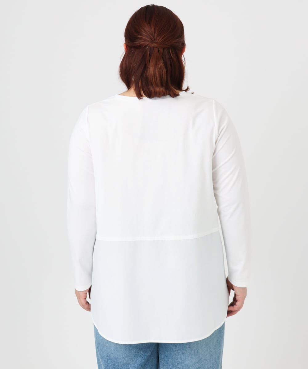 OLKBD90079 eur3(エウルキューブ) 【大きいサイズ】シャツヘムドッキングプルオーバー アイボリー(80)