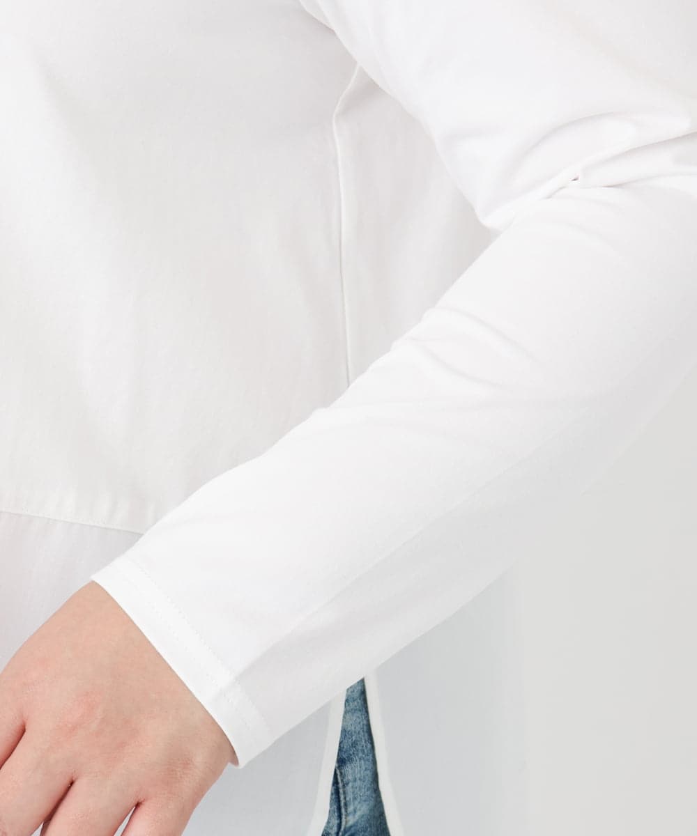 OLKBD90079 eur3(エウルキューブ) 【大きいサイズ】シャツヘムドッキングプルオーバー アイボリー(80)