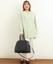 OLKBS21080 eur3(エウルキューブ) 【大きいサイズ】パールキーネックカットソー ライトグリーン(30)