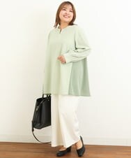 OLKBS21080 eur3(エウルキューブ) 【大きいサイズ】パールキーネックカットソー ライトグリーン(30)