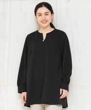 OLKBS21080 eur3(エウルキューブ) 【大きいサイズ】パールキーネックカットソー ブラック(94)