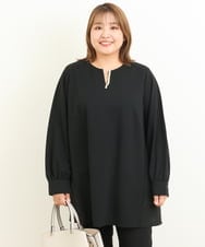 OLKBS21080 eur3(エウルキューブ) 【大きいサイズ】パールキーネックカットソー ブラック(94)