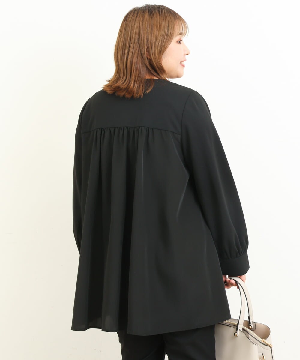 OLKBS21080 eur3(エウルキューブ) 【大きいサイズ】パールキーネックカットソー ブラック(94)