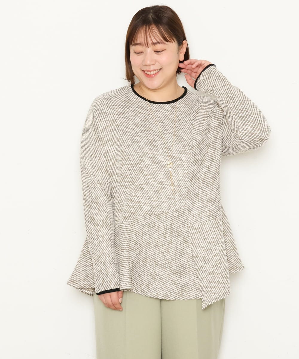 OLKBS25070 eur3(エウルキューブ) 【大きいサイズ】カルゼツイードチュニック モカ(84)