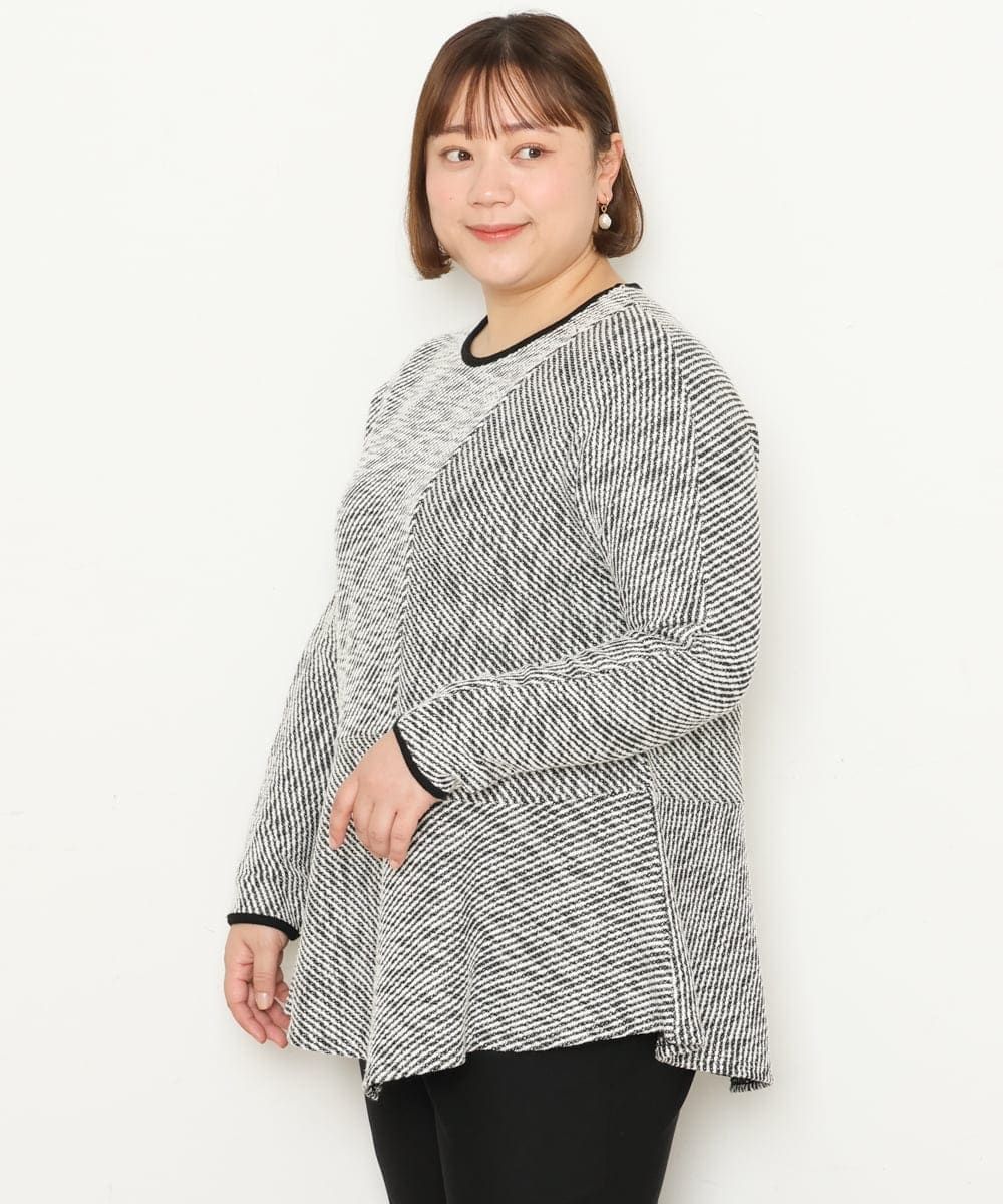 OLKBS25070 eur3(エウルキューブ) 【大きいサイズ】カルゼツイードチュニック ブラック(94)