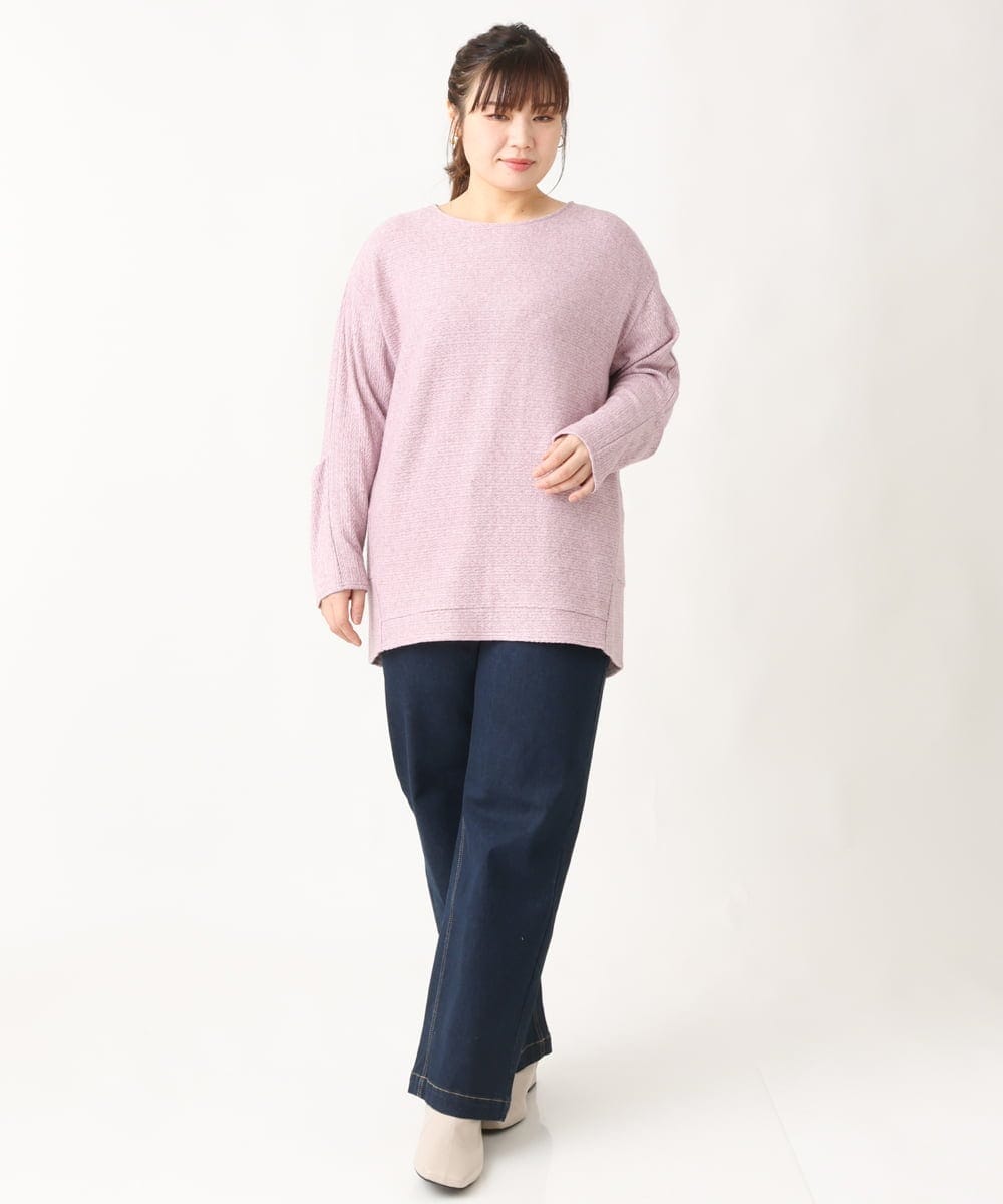 OLKBV34079 eur3(エウルキューブ) 【大きいサイズ】袖タックニットソー ピンク(03)