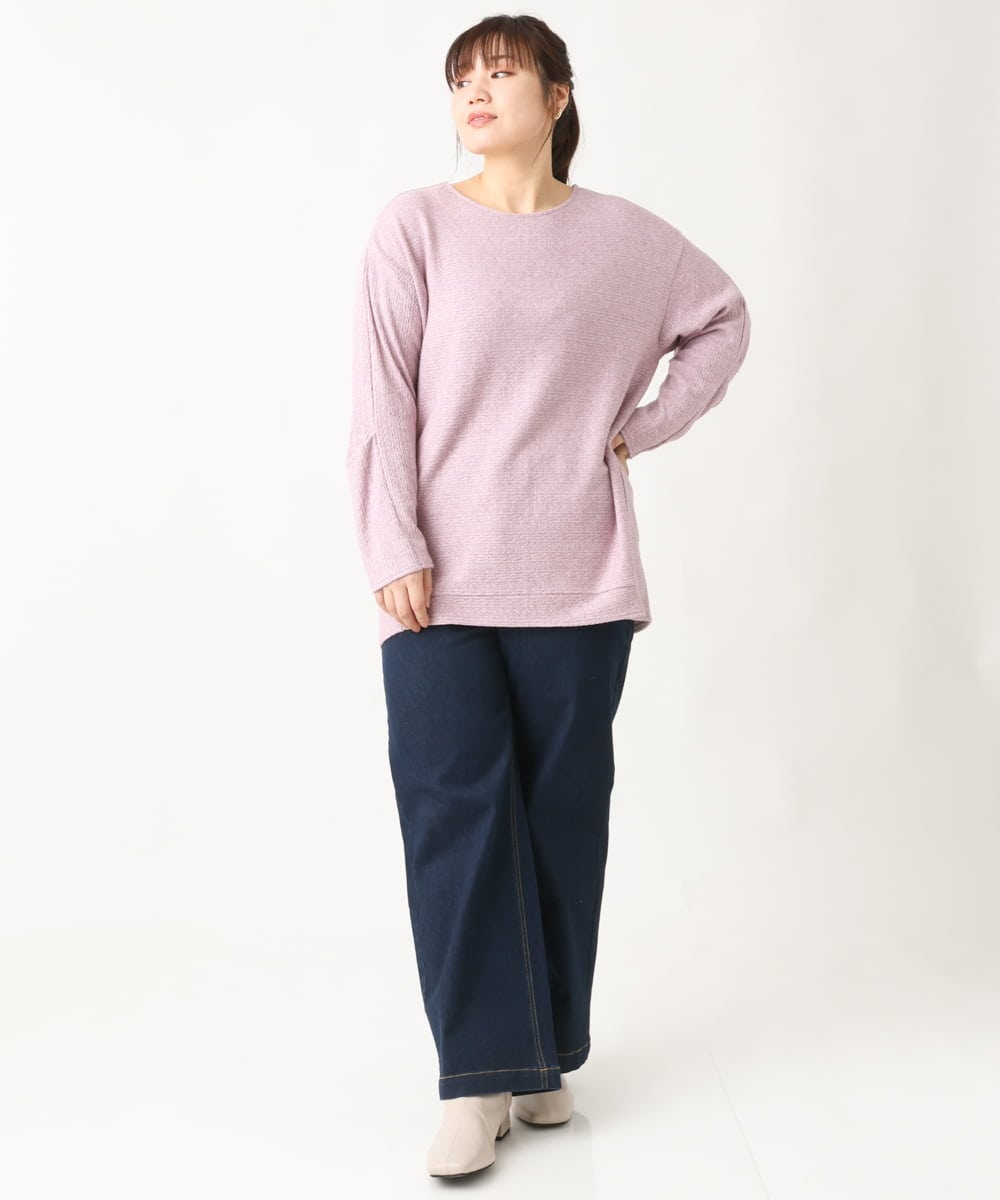 OLKBV34079 eur3(エウルキューブ) 【大きいサイズ】袖タックニットソー ピンク(03)