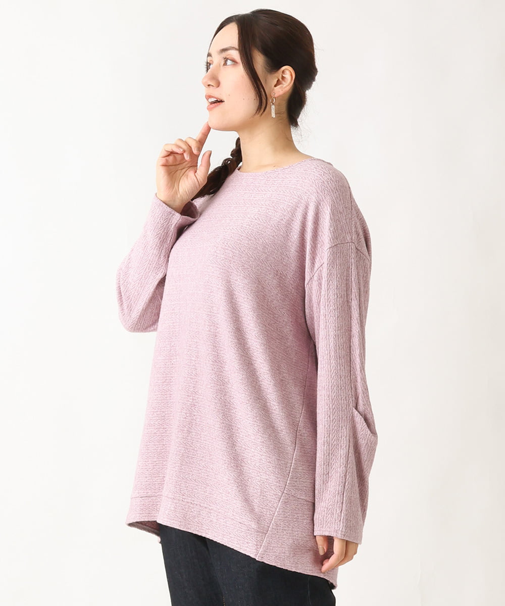OLKBV34079 eur3(エウルキューブ) 【大きいサイズ】袖タックニットソー ピンク(03)
