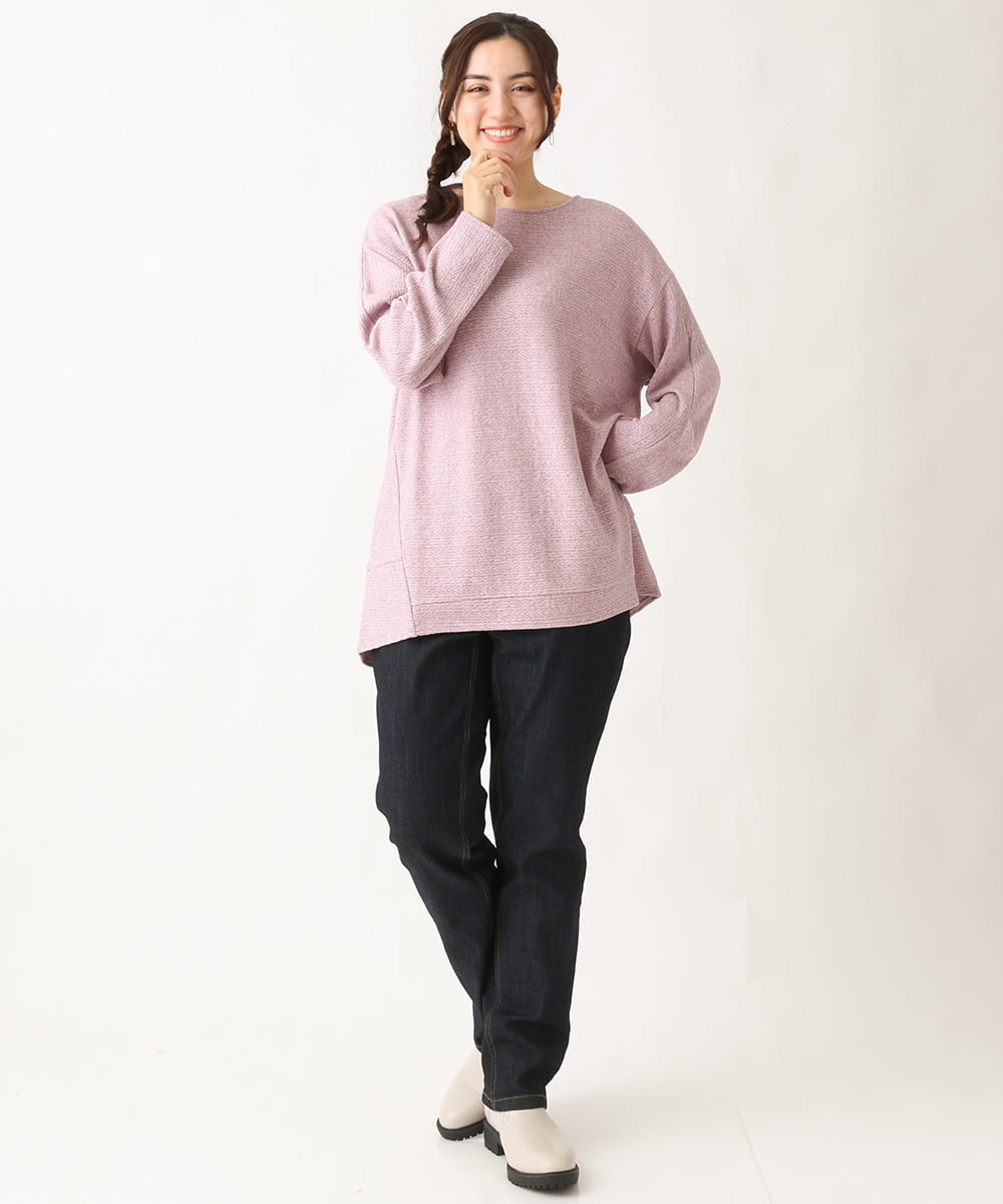 OLKBV34079 eur3(エウルキューブ) 【大きいサイズ】袖タックニットソー ピンク(03)