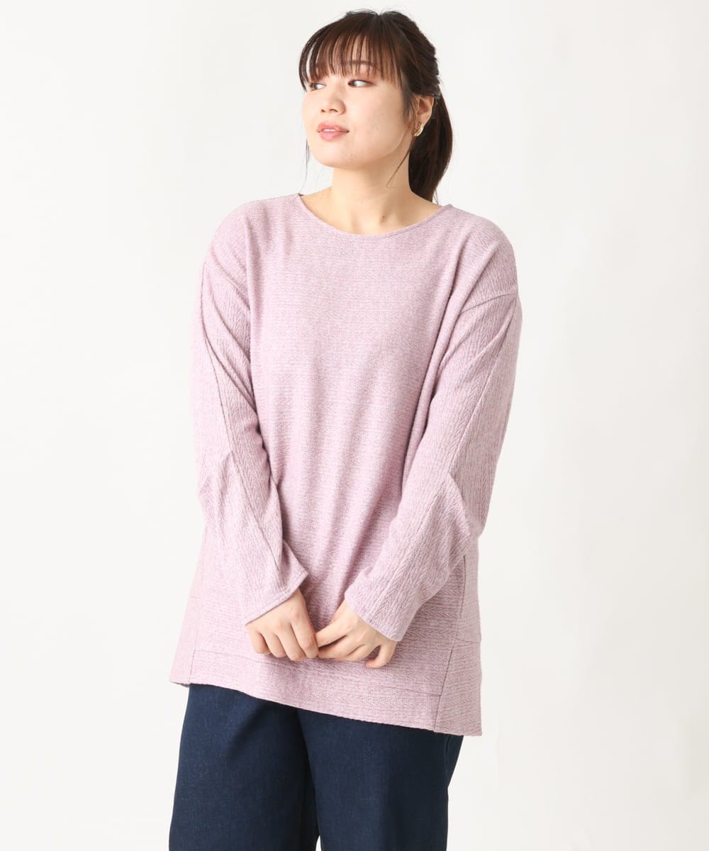 OLKBV34079 eur3(エウルキューブ) 【大きいサイズ】袖タックニットソー ピンク(03)