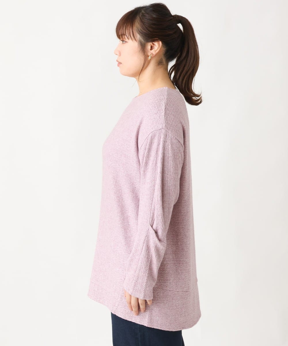 OLKBV34079 eur3(エウルキューブ) 【大きいサイズ】袖タックニットソー ピンク(03)