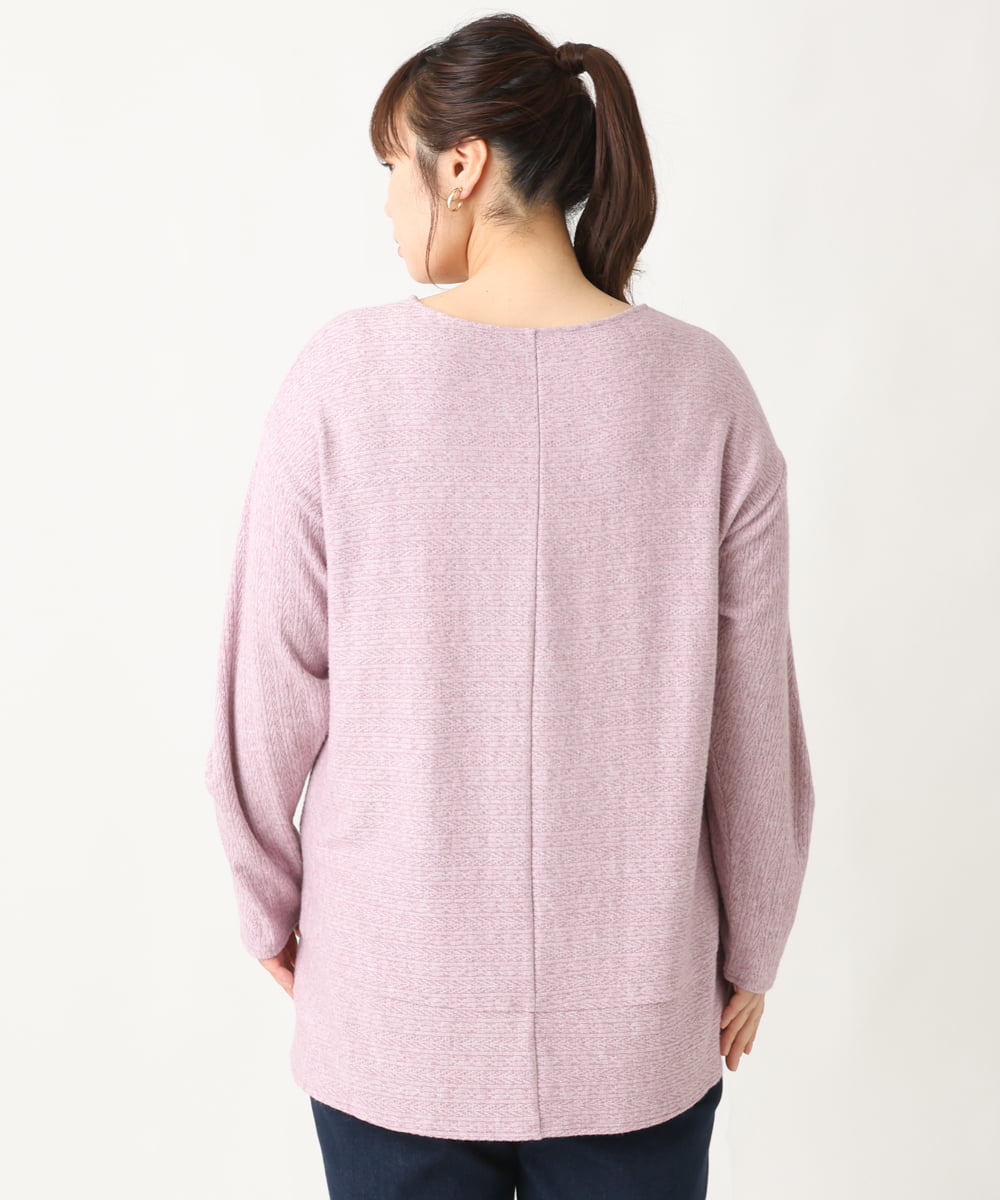 OLKBV34079 eur3(エウルキューブ) 【大きいサイズ】袖タックニットソー ピンク(03)
