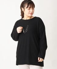 OLKBV34079 eur3(エウルキューブ) 【大きいサイズ】袖タックニットソー ブラック(94)