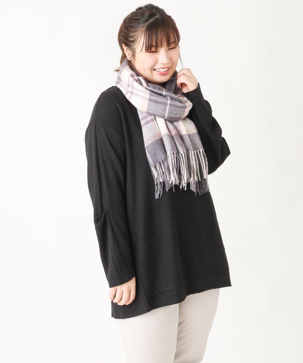 OLKBV34079 eur3(エウルキューブ) 【大きいサイズ】袖タックニットソー ブラック(94)