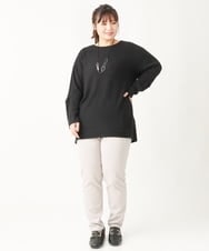 OLKBV34079 eur3(エウルキューブ) 【大きいサイズ】袖タックニットソー ブラック(94)