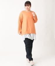 OLKBV38089 eur3(エウルキューブ) 【大きいサイズ】ケーブルジャージーカットソー オレンジ(15)