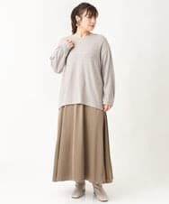 OLKBV38089 eur3(エウルキューブ) 【大きいサイズ】ケーブルジャージーカットソー モカ(84)