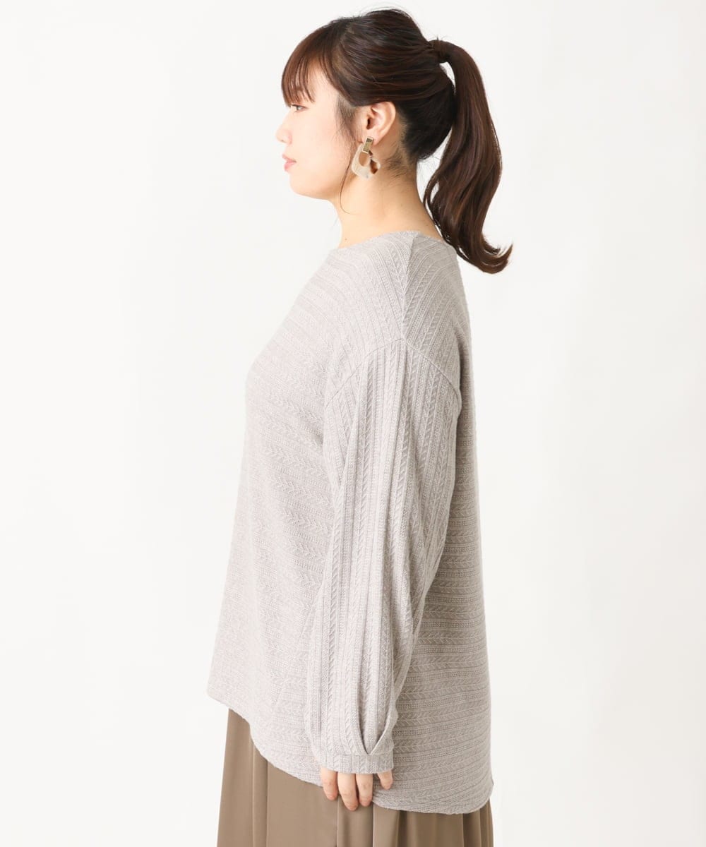 OLKBV38089 eur3(エウルキューブ) 【大きいサイズ】ケーブルジャージーカットソー モカ(84)