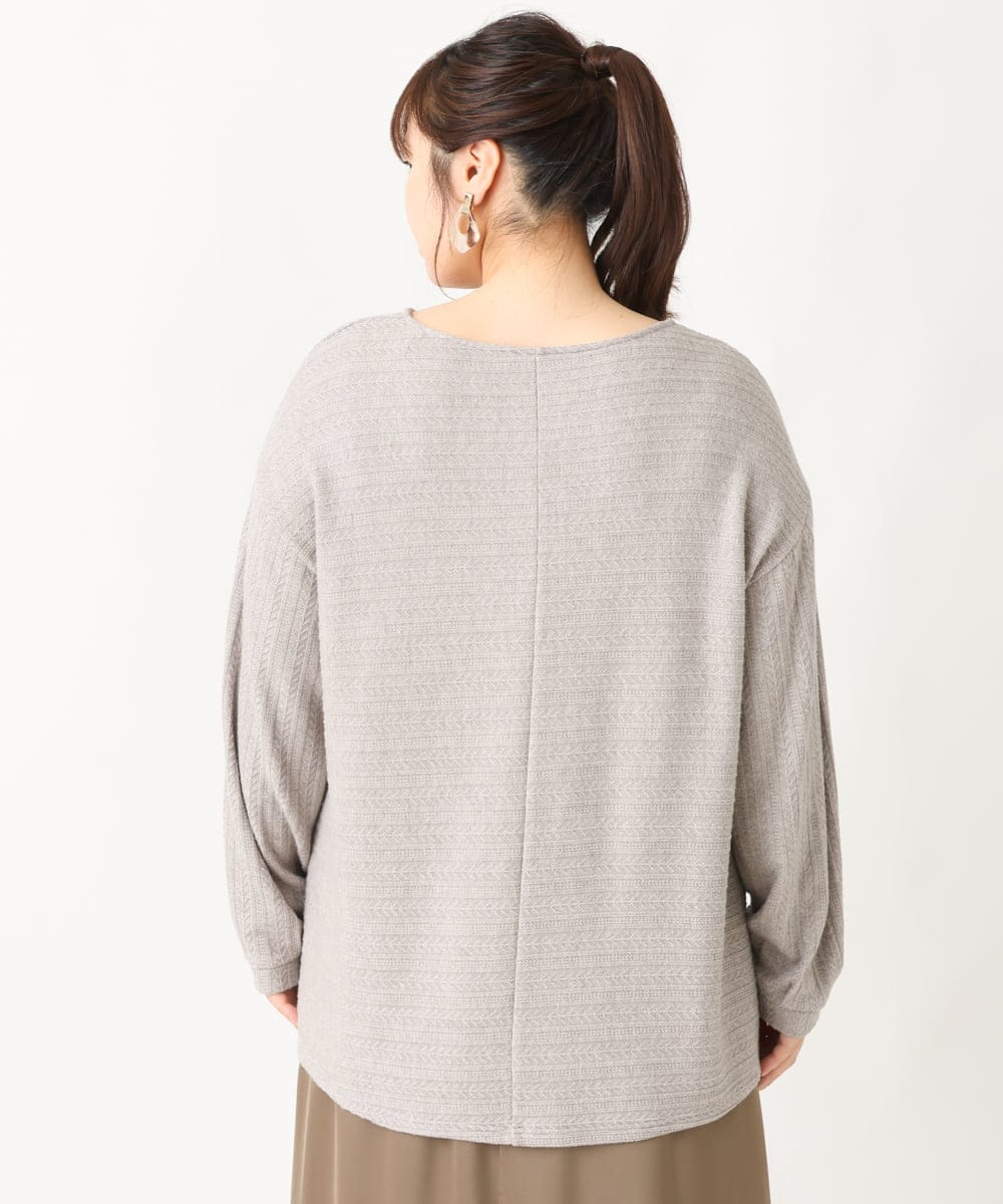 OLKBV38089 eur3(エウルキューブ) 【大きいサイズ】ケーブルジャージーカットソー モカ(84)