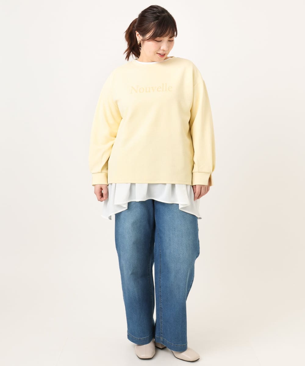 OLKCD08064 eur3(エウルキューブ) 【大きいサイズ】ロゴスウェットライクプルオーバー ライトイエロー(20)