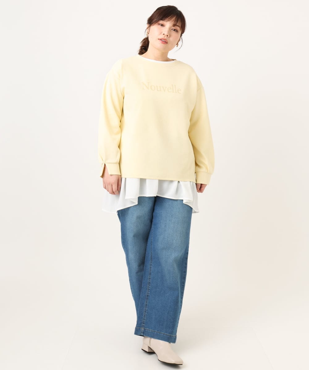 OLKCD08064 eur3(エウルキューブ) 【大きいサイズ】ロゴスウェットライクプルオーバー ライトイエロー(20)