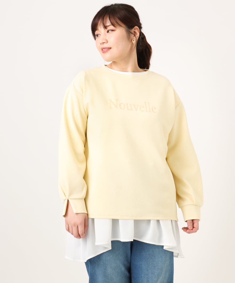 OLKCD08064 eur3(エウルキューブ) 【大きいサイズ】ロゴスウェットライクプルオーバー ライトイエロー(20)