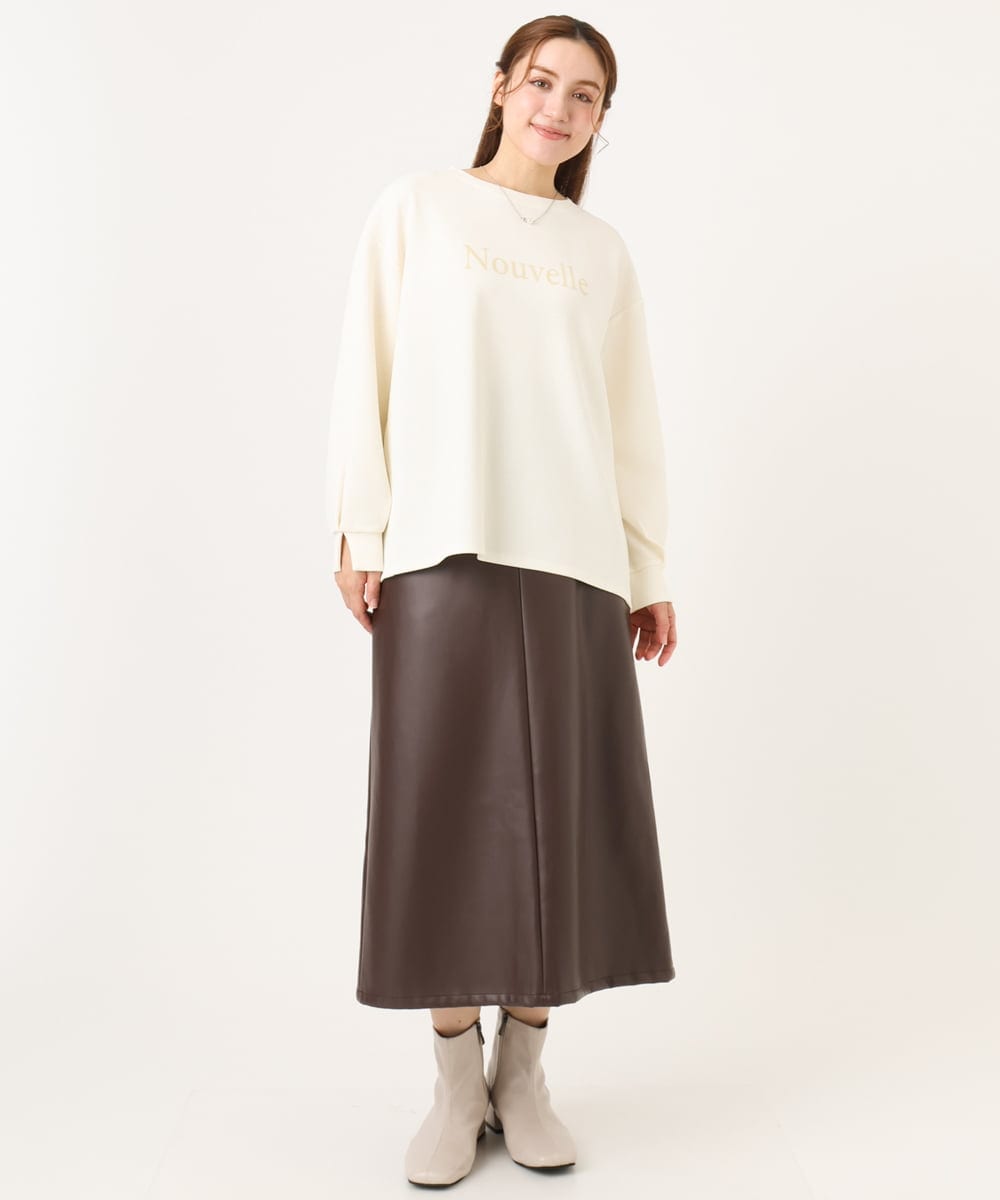 OLKCD08064 eur3(エウルキューブ) 【大きいサイズ】ロゴスウェットライクプルオーバー アイボリー(80)