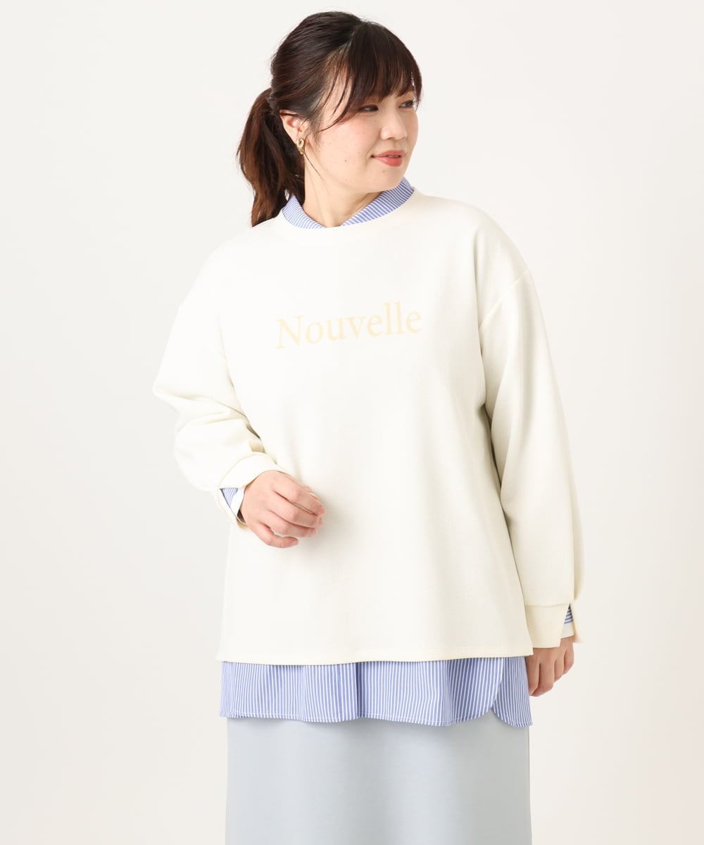 OLKCD08064 eur3(エウルキューブ) 【大きいサイズ】ロゴスウェットライクプルオーバー アイボリー(80)